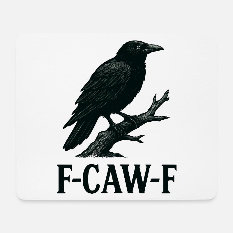 Sarkastischer Rabe – F-CAW-F Statement Art - Mousepad (Querformat) - Weiß