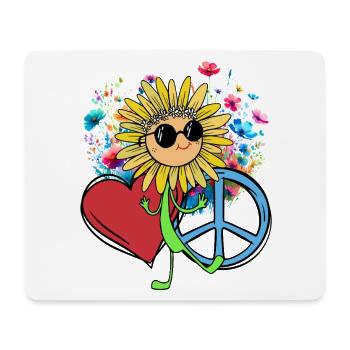 Hippe Sonnenblume Peace Herz Blume - Mousepad (Querformat) - Weiß - Vorne