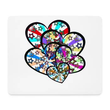 Retro Herzen Herz 60er Vintage Sterne - Mousepad (Querformat) - Weiß - Vorne