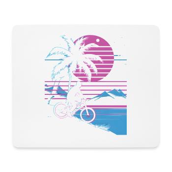 Mountainbiking Synthwave - Mousepad (Querformat) - Weiß - Vorne