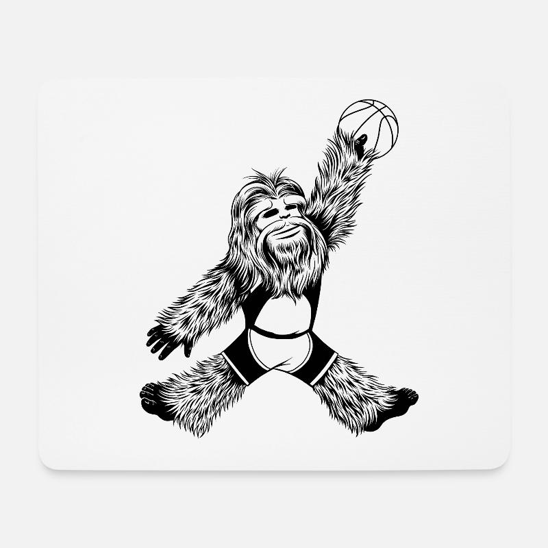 Bigfoot spielt Basketbälle - Mousepad (Querformat) - Weiß