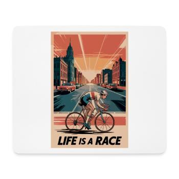 Life is a Race – Retro Rennrad Poster Bike Design - Mousepad (Querformat) - Weiß - Vorne