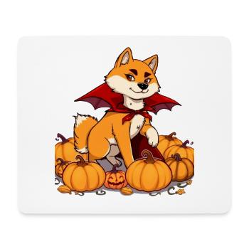 Chien effronté comme dragon d’Halloween avec des citrouilles - Tapis de souris (format paysage) - blanc - Devant