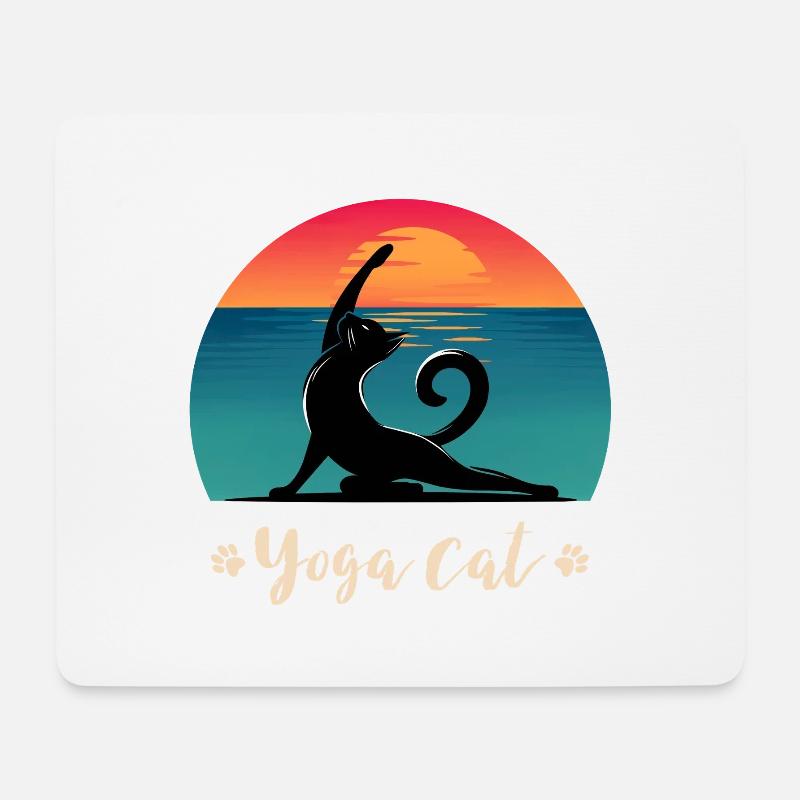 Chat de yoga - Tapis de souris (format paysage) - blanc