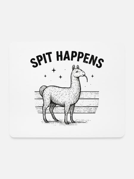 Lustiges Alpaka - Mousepad (Querformat) - Weiß