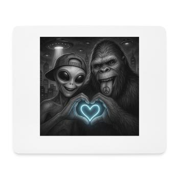 Bigfoot Sasquatch Alien Liebe Handzeichen - Mousepad (Querformat) - Weiß - Vorne