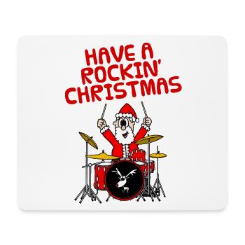 Santa Playing Drums, Christmas Drummer Musician - Mouse Pad (horizontal) - white - Front