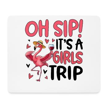 Pink Flamingo Drinking Fun Design - Mouse Pad (horizontal) - white - Front