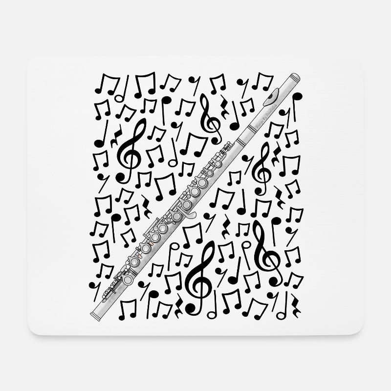 Flöte Noten Flötist Holzbläser Musiker - Mousepad (Querformat) - Weiß