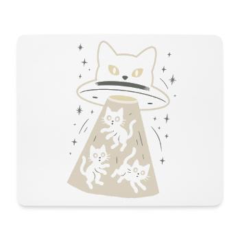 Chat, OVNI, Drôles de chatons et extraterrestres - Tapis de souris (format paysage) - blanc - Devant