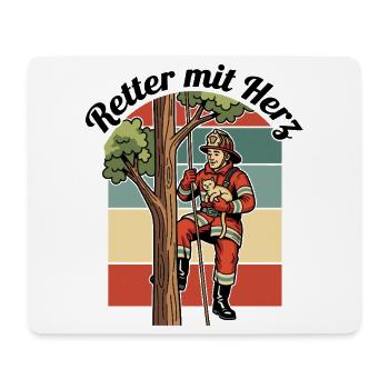 Retter mit Herz - Mousepad (Querformat) - Weiß - Vorne
