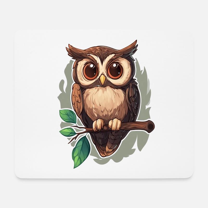 Eule - Mousepad (Querformat) - Weiß