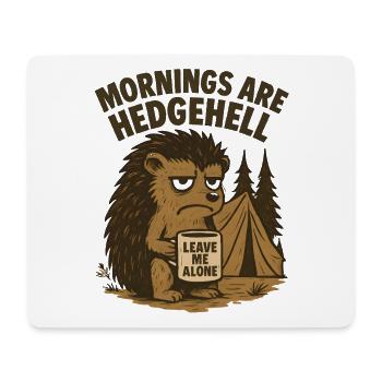 Igel mit Kaffeetasse - Mousepad (Querformat) - Weiß - Vorne