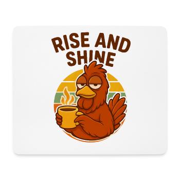 Müdes Huhn mit Kaffeetasse - Mousepad (Querformat) - Weiß - Vorne