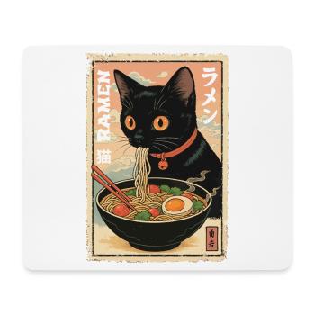 Kawaii Katze Ramen Illustration - Mousepad (Querformat) - Weiß - Vorne