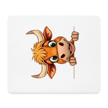 Cute cow looking out cartoon animal illustration - Mouse Pad (horizontal) - white - Front
