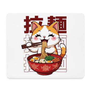 Chaton Japonais Mangeur de Ramen - Tapis de souris (format paysage) - blanc - Devant