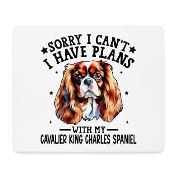 T-shirt avec portrait détaillé du Cavalier King Charles - Tapis de souris (format paysage) - blanc - Devant