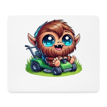Cute Bigfoot Sasquatch Lawn Mower Horticulture - Mouse Pad (horizontal) - white - Front