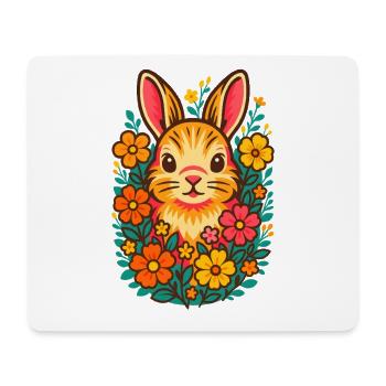 Illustration de lapin floral, amour des lapins - Tapis de souris (format paysage) - blanc - Devant