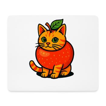 Chat mignon en costume de pomme, professeur - Tapis de souris (format paysage) - blanc - Devant