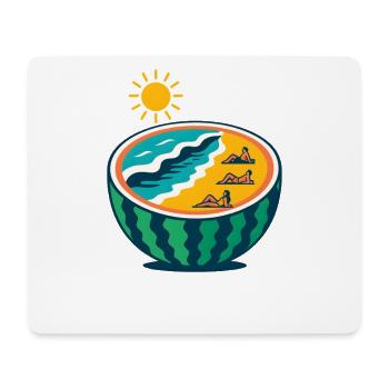 Strand-Yoga-Sonnenuntergangsszene, Warermelon-Liebhaber - Mousepad (Querformat) - Weiß - Vorne