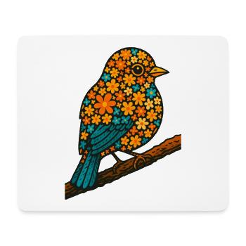 Blumenvogelillustration, Liebesvögel und Natur - Mousepad (Querformat) - Weiß - Vorne