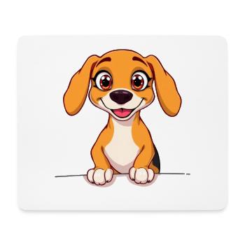 Happy puppy charm in cartoon style - Mouse Pad (horizontal) - white - Front