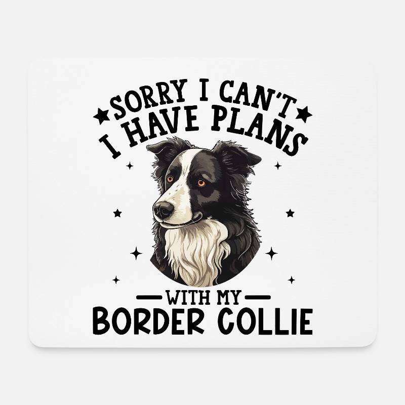 Border Collie Portrait Illustration - Mousepad (Querformat) - Weiß