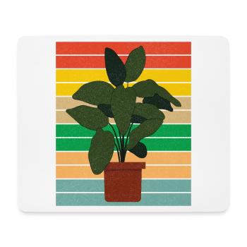 Potted houseplant flat retro - Mousepad (Querformat) - Weiß - Vorne