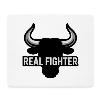 Bold Bull Skull with Real Fighter Text - Mouse Pad (horizontal) - white - Front