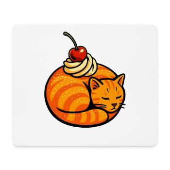 Orange Cat and Cherries Illustration - Mouse Pad (horizontal) - white - Front