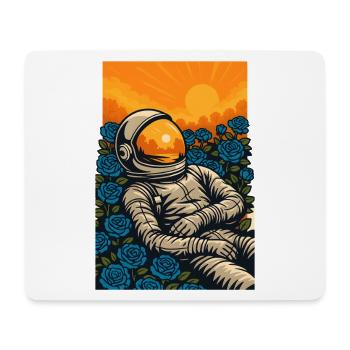 Sonnenuntergangs-Astronaut im blauen Rosengarten - Mousepad (Querformat) - Weiß - Vorne
