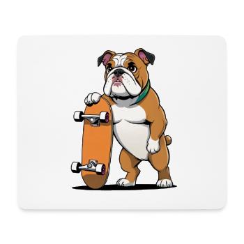 Bouledogue avec skateboard - Tapis de souris (format paysage) - blanc - Devant