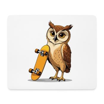 Eule mit Skateboard Illustration - Mousepad (Querformat) - Weiß - Vorne