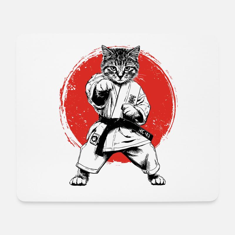 Karate, Judo, Japanischer Kampfsport, Katze - Mousepad (Querformat) - Weiß