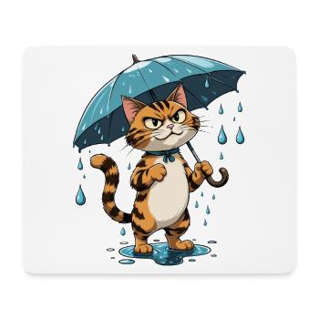 Kitten with umbrella in the rain - Mouse Pad (horizontal) - white - Front
