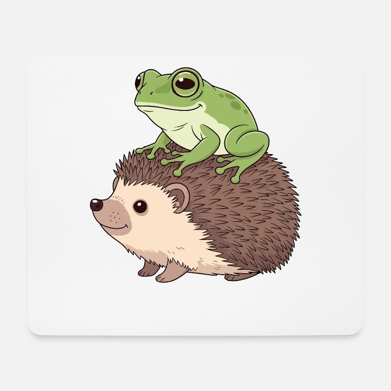 Niedliche Tierfreunde Illustration - Mousepad (Querformat) - Weiß