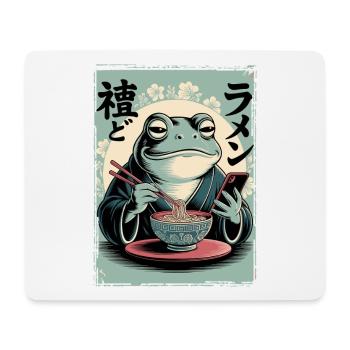 Funny frog, grumpy, Japanese art, ramen - Mouse Pad (horizontal) - white - Front