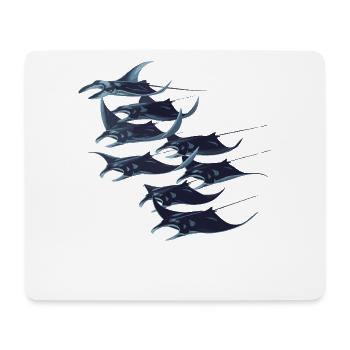 Banc de raies manta – Un monde sous-marin élégant - Tapis de souris (format paysage) - blanc - Devant