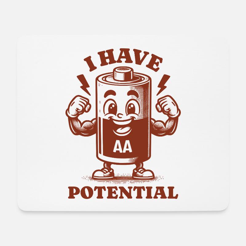 Ich habe Potenzial lustiger AA-Batteriephysik-Humor - Mousepad (Querformat) - Weiß