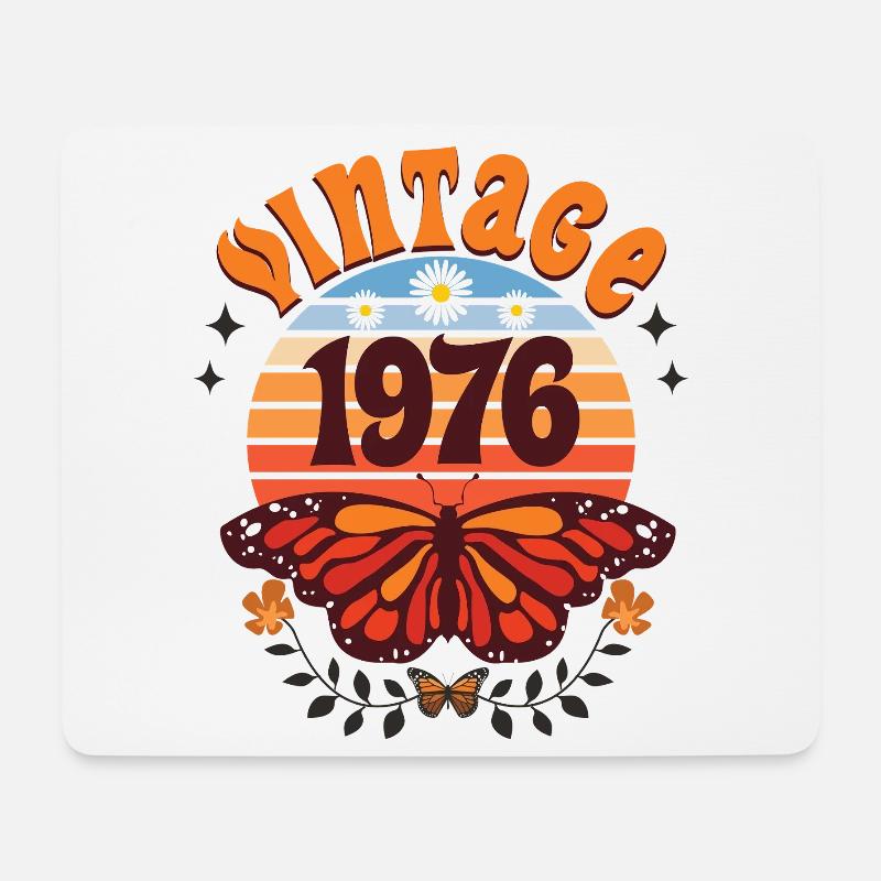 1976 Schmetterling 50. Geburtstag Frau - Mousepad (Querformat) - Weiß