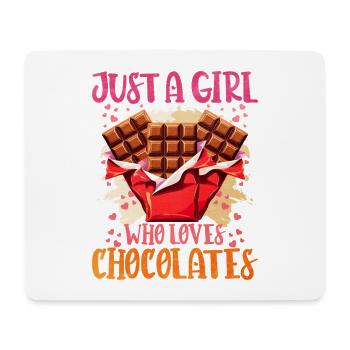 Mädchenliebe zu Schokolade mit Herzherz - Mousepad (Querformat) - Weiß - Vorne