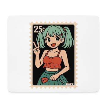 Anime Girl Postmark Illustration - Mouse Pad (horizontal) - white - Front
