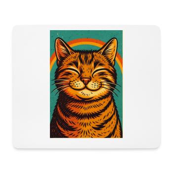 Chat heureux, Chats d’amour - Tapis de souris (format paysage) - blanc - Devant