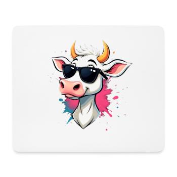 Chillen mit Sonnenbrille Kuh - Mousepad (Querformat) - Weiß - Vorne