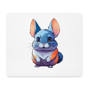 Charmant chinchilla de dessin animé avec de grands yeux - Tapis de souris (format paysage) - blanc - Devant