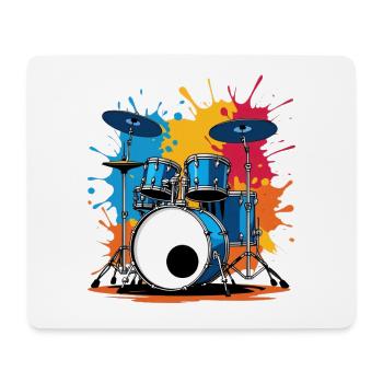 Bunter Schlagzeugdruck mit Farbexplosionen - Mousepad (Querformat) - Weiß - Vorne