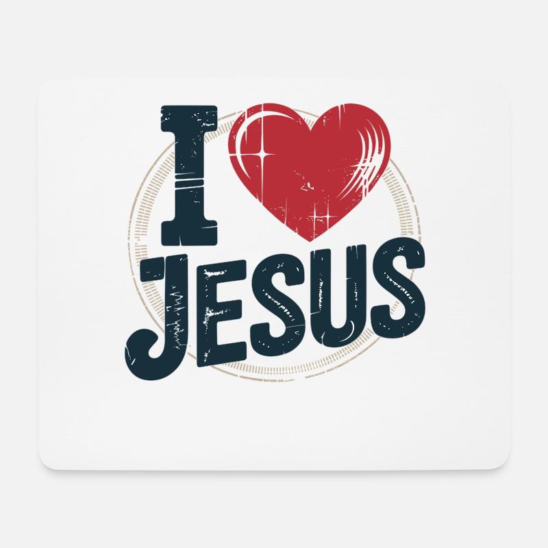 Herz Jesus Kreuz Design - Mousepad (Querformat) - Weiß