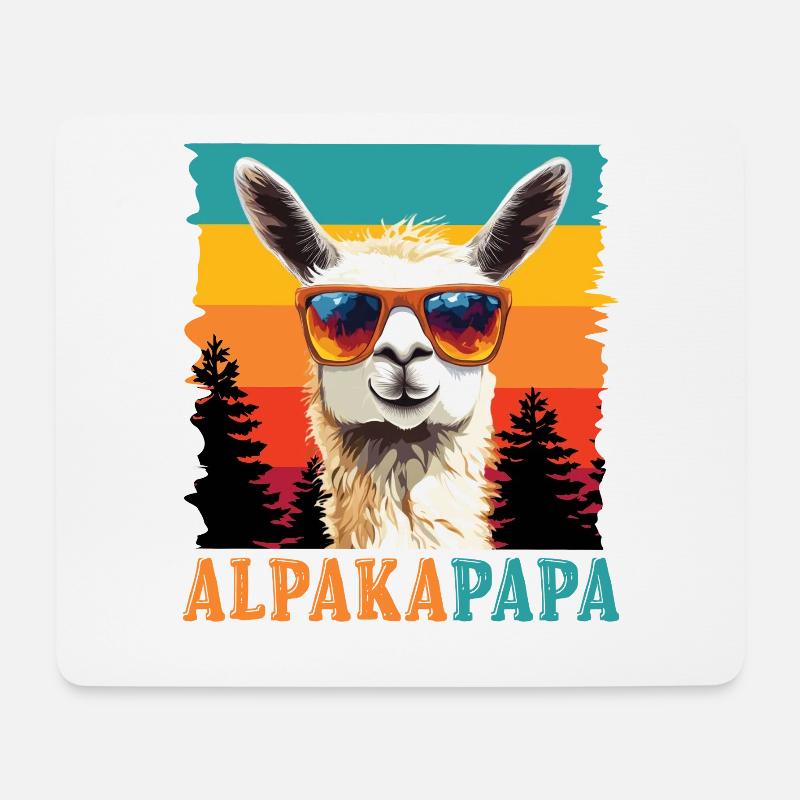 Väter ALPAKAPAPA Retro Lama Lustiges - Mousepad (Querformat) - Weiß